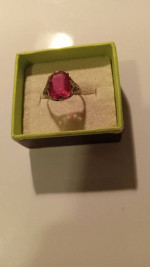 10K WHITE GOLD PINK TOPAZ RING 3 1/2