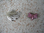 Sparkly Silver Pin and Pretty Pink Butterfly Pin