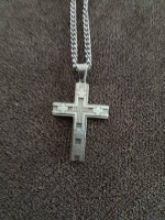 Diamond cross necklace w 24" chain