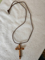 Wooden Hand Made Christian Cross Latin "I forgive you"