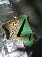 JEWISH TRINKET TRAY BRASS HARP PLUS JEWELRY