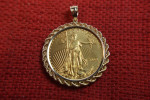 2003 50 DOLLAR GOLD EAGLE 1 OUNCE PURE GOLD IN 14K BEZEL