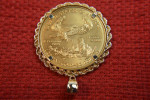 2003 50 DOLLAR GOLD EAGLE 1 OUNCE PURE GOLD IN 14K BEZEL