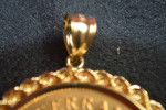 1 OUNCE .999 GOLD KRUGERRAND  IN 14K GOLD W/ROPE BEZEL EXQUISITE