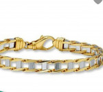 Men's 10 ct gold and white gold railroad bracelets