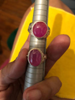 Silver ring with stone ( ruby or sapphire )