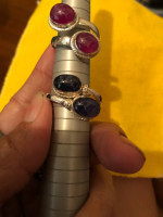 Silver ring with stone ( ruby or sapphire )