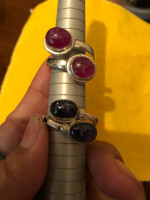 Silver ring with stone ( ruby or sapphire )