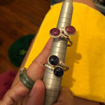 Silver ring with stone ( ruby or sapphire )