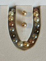 Multi-Hue Pearl Necklace and Earring set by JOIA de Majorca