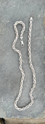 24 inch Tiffany SOLID Rope Silver & Gold Chain. (47 grams) (READ AD )
