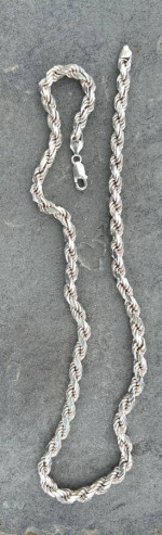 24 inch Tiffany SOLID Rope Silver & Gold Chain. (47 grams) (READ AD )