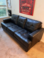 Modern Black Leather Couch / Sofa