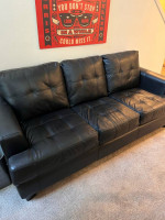 Modern Black Leather Couch / Sofa