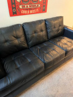 Modern Black Leather Couch / Sofa