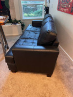 Modern Black Leather Couch / Sofa