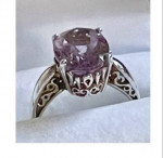 Antique Amethyst Purple Gem Stone Filigree Ring