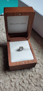 Three Stone 18k White Gold Brilliant Earth 1.65 Carat Engagement Ring