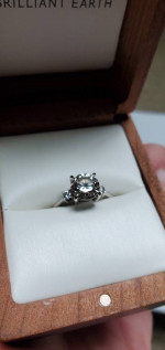 Three Stone 18k White Gold Brilliant Earth 1.65 Carat Engagement Ring