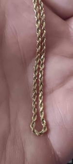14k yellow gold 7 inch rope bracelet = 3.26 grams