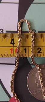 14k yellow gold 7 inch rope bracelet = 3.26 grams