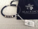 Mens Stainless Steel Black Cotton Rope Bracelet With Cubic Zirconia