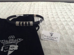 Mens Stainless Steel Black Cotton Rope Bracelet With Cubic Zirconia