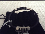 Mens Stainless Steel Black Cotton Rope Bracelet With Cubic Zirconia