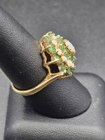 14kt Gold Emerald & Opal Cluster Ring