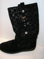 COACH SUEDE Leather Black Signature TULLIP BOOTS