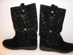 COACH SUEDE Leather Black Signature TULLIP BOOTS