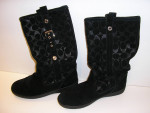 COACH SUEDE Leather Black Signature TULLIP BOOTS