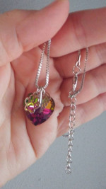 New Heart Necklace with Paw Print and Wing