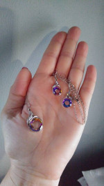 New 18KT White Gold Filled Necklace and Earring Set in Blue Box