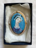Buckley Moss Blue Madonna Brooch