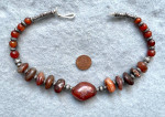 Old Nepalese & Indian Agate Beads, with Silver