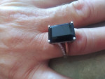 Sterling silver and 14k gold ring.with real diamonds. Large gem stone.