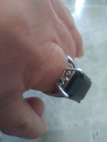 Sterling silver and 14k gold ring.with real diamonds. Large gem stone.