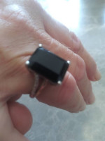Sterling silver and 14k gold ring.with real diamonds. Large gem stone.
