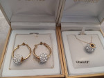 14k gold Swarovski necklace and earrings .set