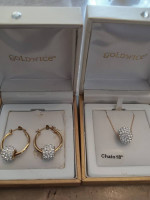 14k gold Swarovski necklace and earrings .set