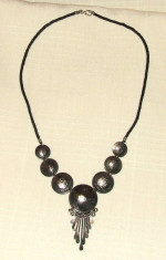 Vicuna Lama Peruvian Un Sol De Oro Domed Coin Necklace 1970's