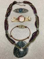 Necklace Brooch & 2 Bracelets