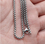 CHAIN - NECKLACE - STAINLESS STEEL SQUARE ROLO Round Box Chain 22" NEW