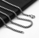 CHAIN - NECKLACE - STAINLESS STEEL SQUARE ROLO Round Box Chain 24" NEW
