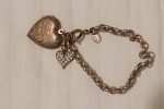 Catherine Popesco Bracelet, Heart Locket & a Heart Charm, Chunky Chain