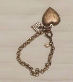 Catherine Popesco Bracelet, Heart Locket & a Heart Charm, Chunky Chain