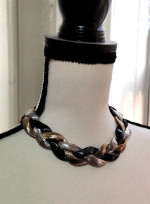Tri-tone braided chain necklace