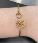 New Gucci 18k Rose Gold and Diamond Flora Bracelet