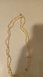 EXTRA LONG PEARL NECKLACE WITH 14K GOLD CLASP & GOLD BEADS